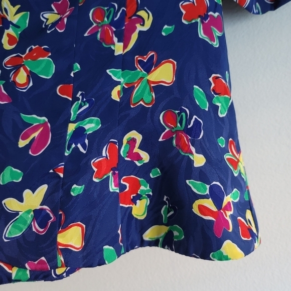 VTG Papéll Boutique Blue Bold Floral Button Up Top Blouse - Picture 7 of 8